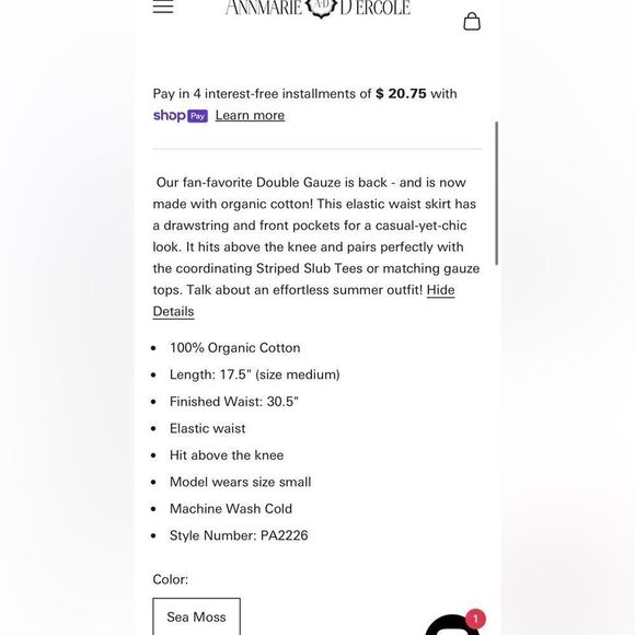 NWT LILLA P SHORT SKIRT WITH POCKETS - Picture 2 of 6